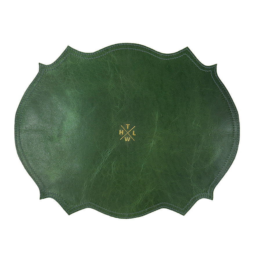 green leather luxury placemat for dining table