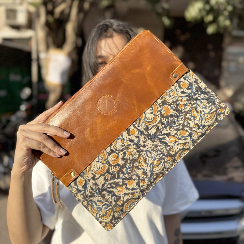 Leather kalamkari sleeves