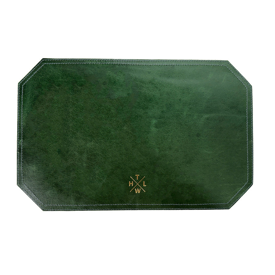 leather green placemat 