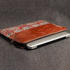 indian print leather laptop sleeve