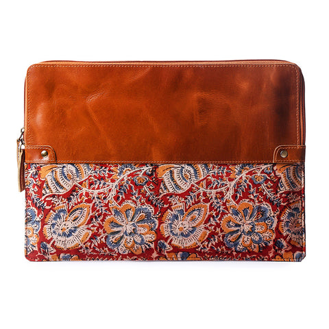 indian print leather laptop sleeve