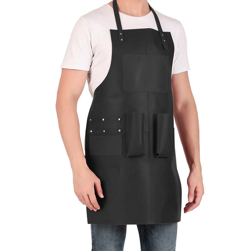 black leather apron