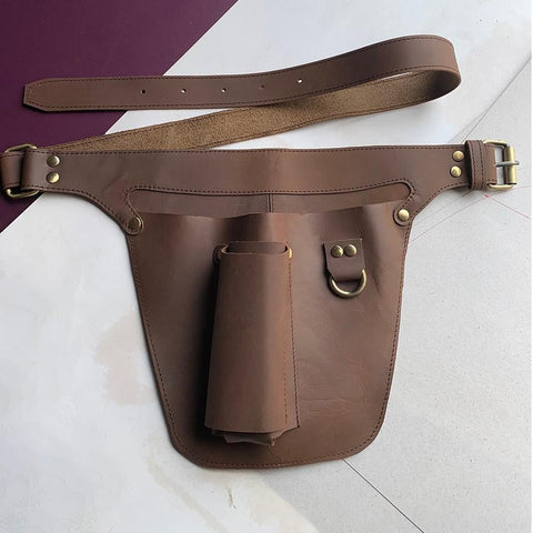 brown leather personalized gardening tool belt