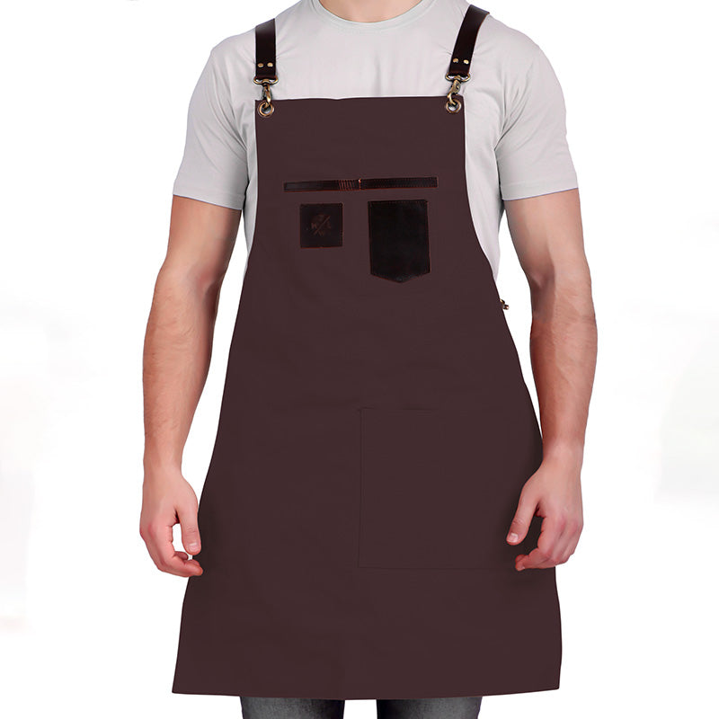 burgundy apron