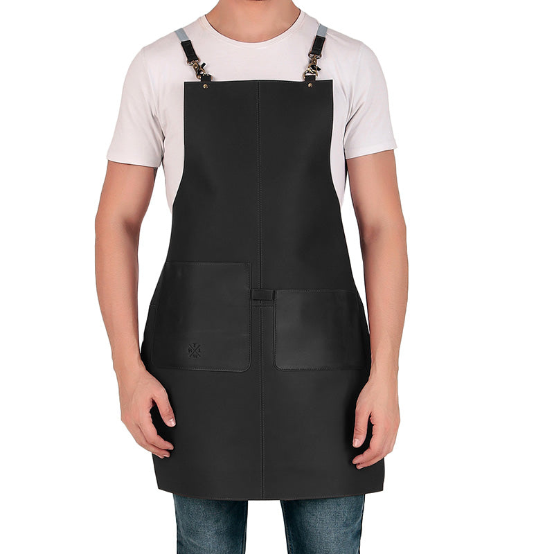 black leather apron for chef