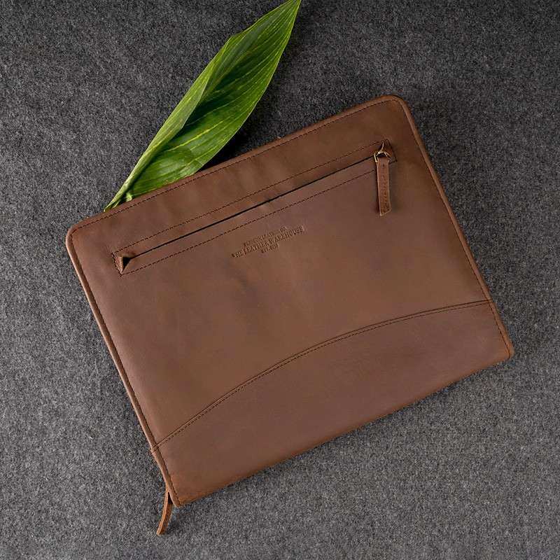 brown interview folder file leather