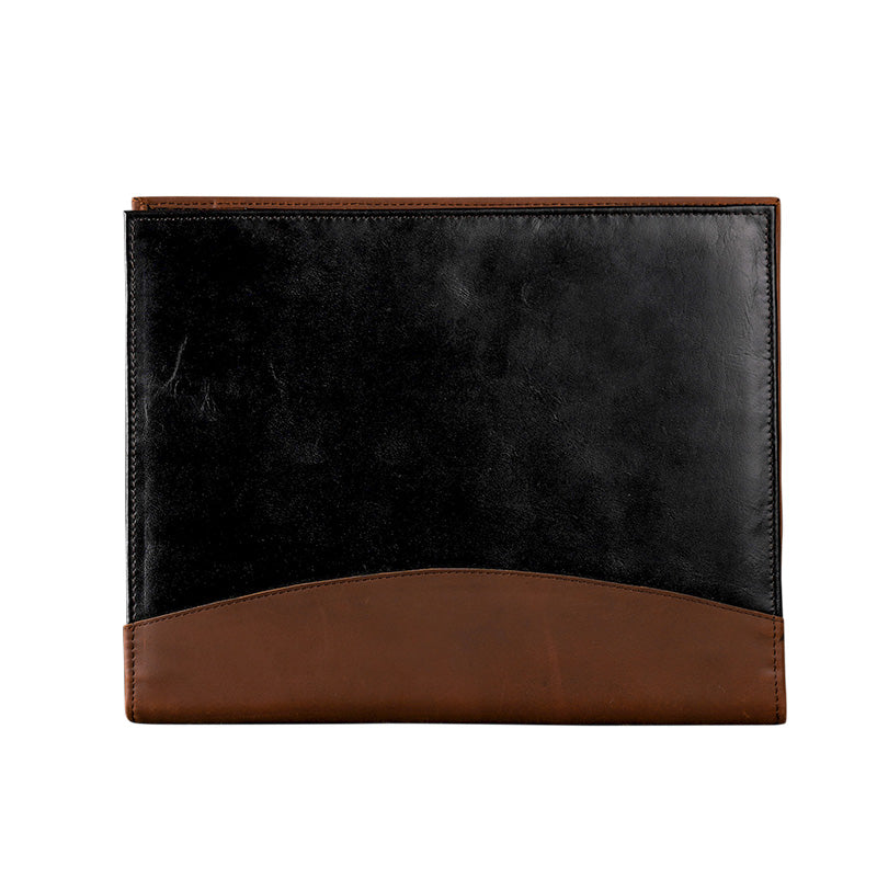 brown black leather file organizer