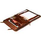 Leather legal paper folder open 