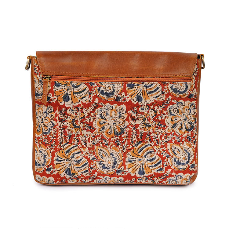 back side laptop office bag kalamkari fabric 