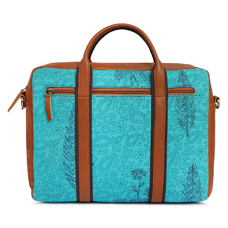 Flower print laptop bag back zip