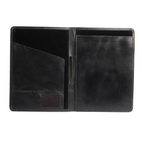 leather paper case black open 