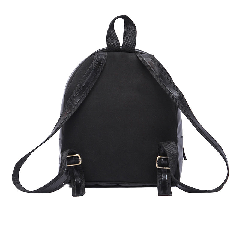 Leather backpack for school with two back strap