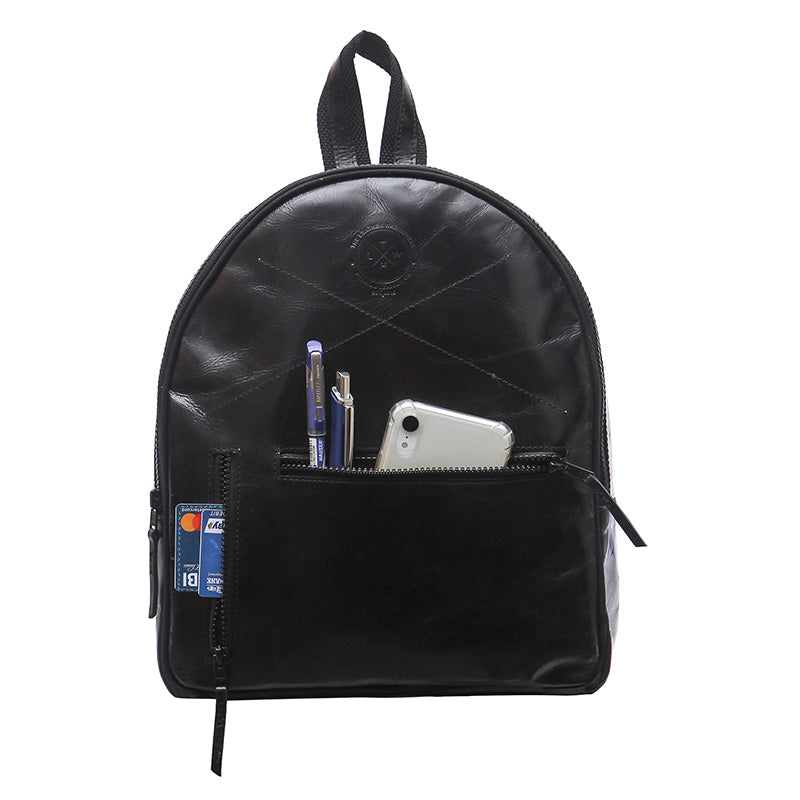 Leather backpack for school front 