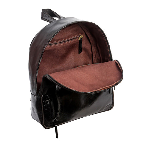 Leather backpack with zipper 