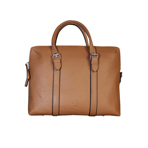 slim leather laptop bag for office front side