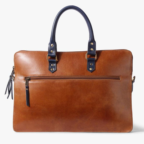 leather laptop bag zipper closer 