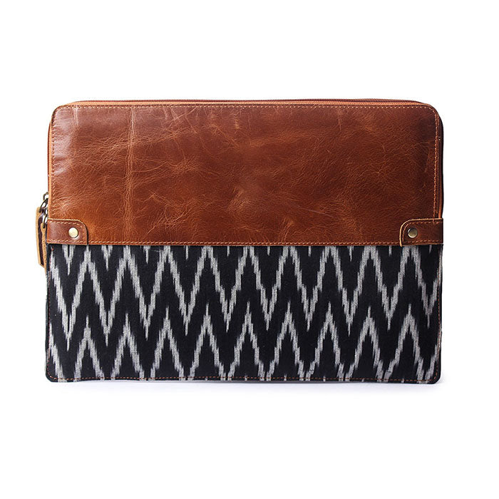 front ikkat leather laptop sleeve case cover