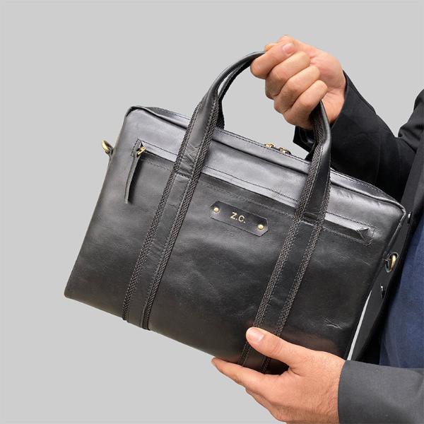 Leather Laptop Bag in Black colour 