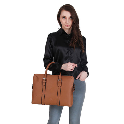 slim leather laptop bag for office handle