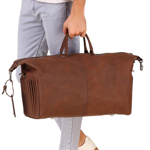 Stylish Leather Travel Duffle Bag 