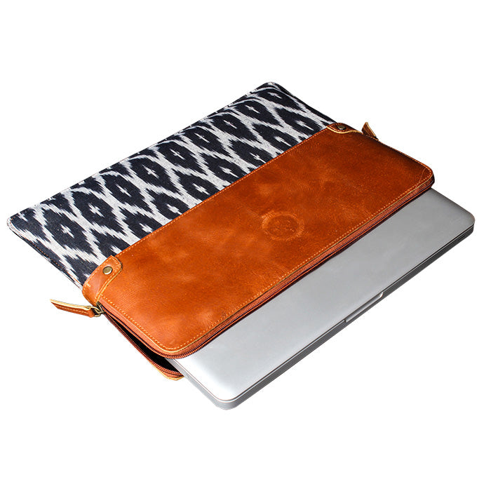 ikkat leather laptop sleeve case cover