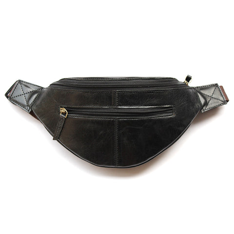 leather fanny bag black