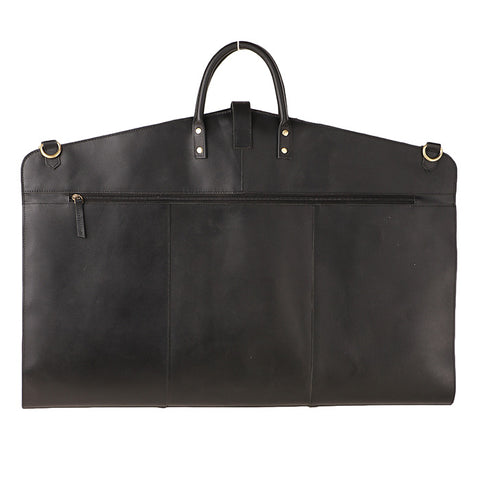 leather travel suit bag back zipper 