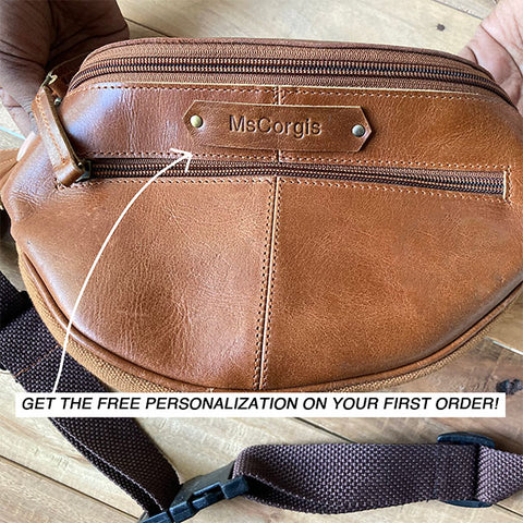 personalise leather fanny bag