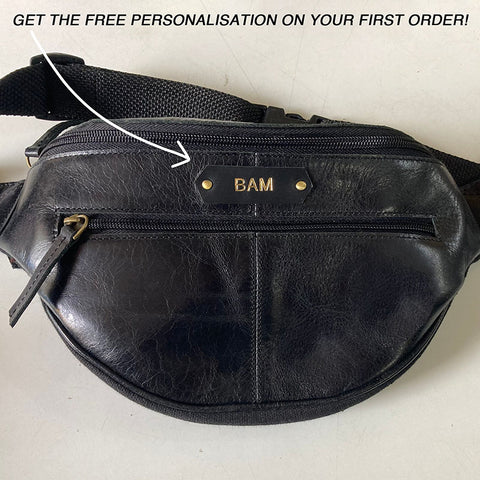 personalise black waist bag