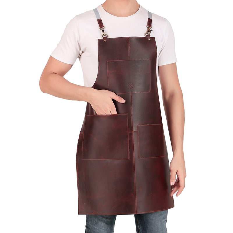 red leather apron for bartender