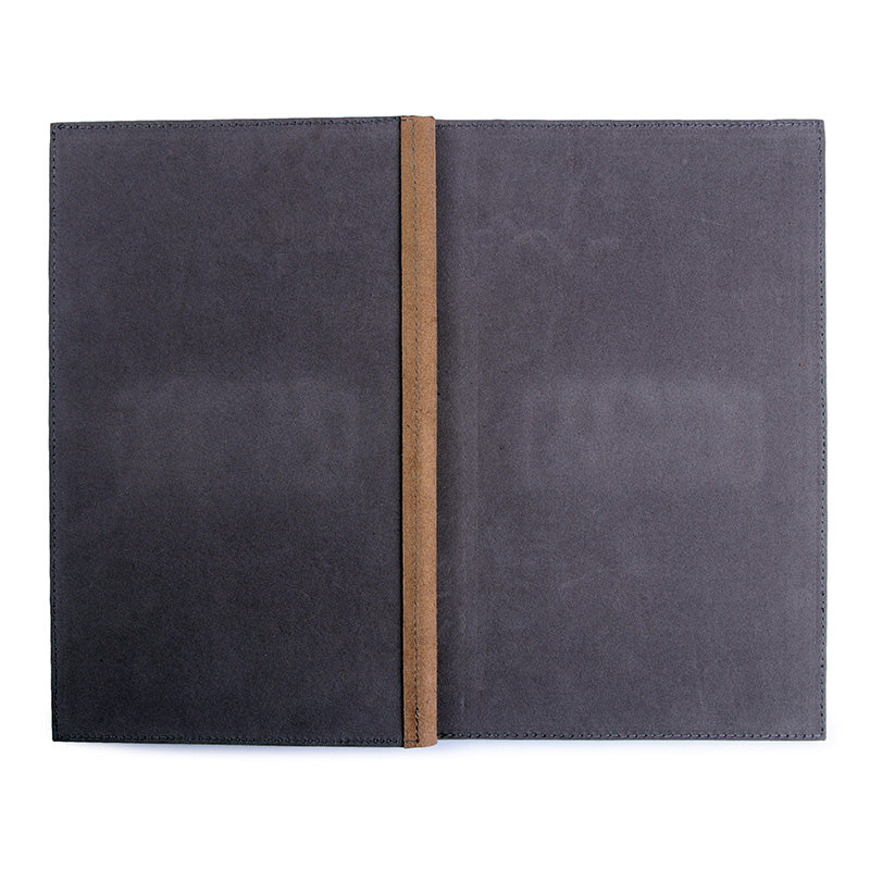 Luxury leather menu folder with velvet interior for hotels