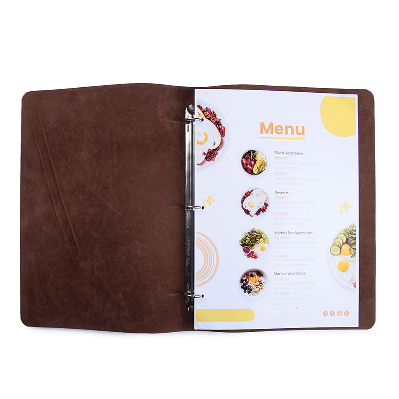 Durable A4-size leather menu cover for high-end dining