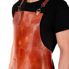 closs up leather apron 