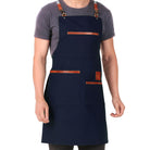 Blue apron with pocket 